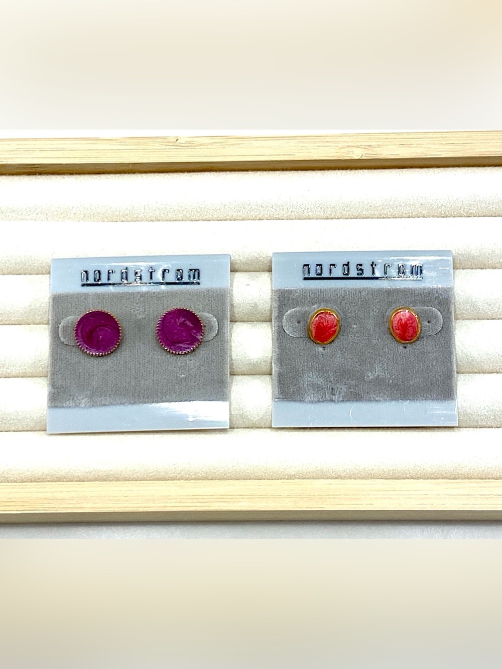 Vintage Nordstrom Pink and Coral Stud Earrings Set